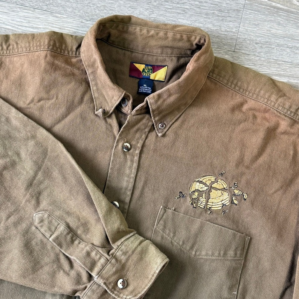 Vintage Camp Creek Button Up Shirt‎ Faded Olive Green Long Sleeve Outdoor XL